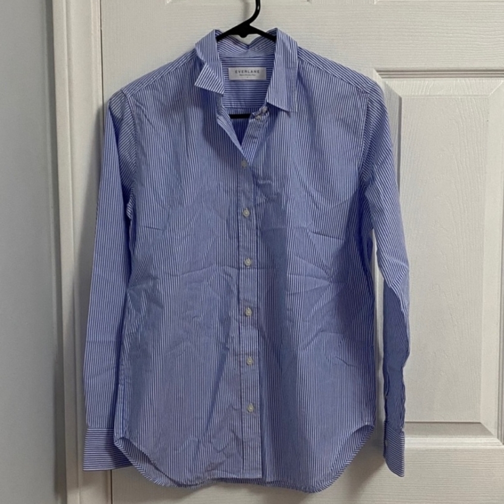 Everlane Striped Blue and White Shirt